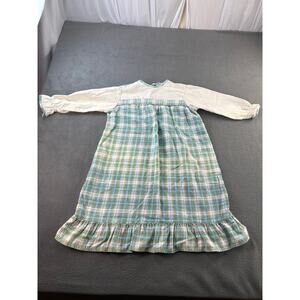 Vintage flannel nightgown blue‎ plaid
